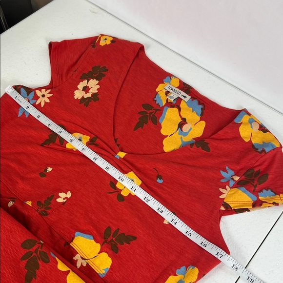 TOAD & CO Size L Rosemarie Dress Floral Print Orange Tencel/Organic Cotton EUC - Picture 4 of 9